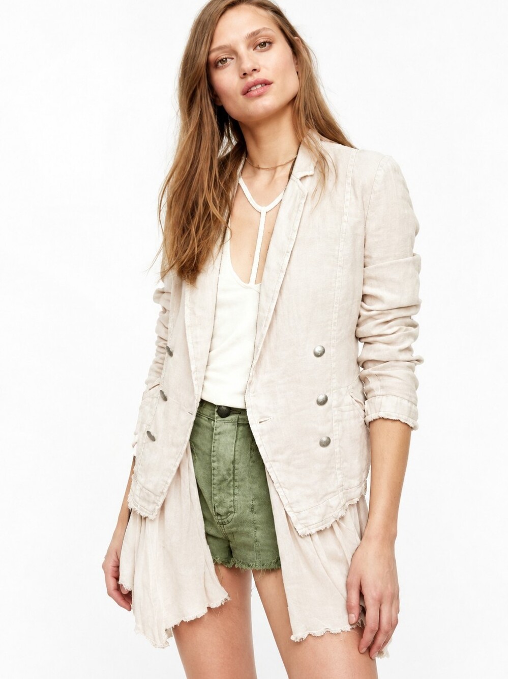 EUC$150 Free People Layered Ruffles Blazer Jacket Sz Small in Color Dusty Fig